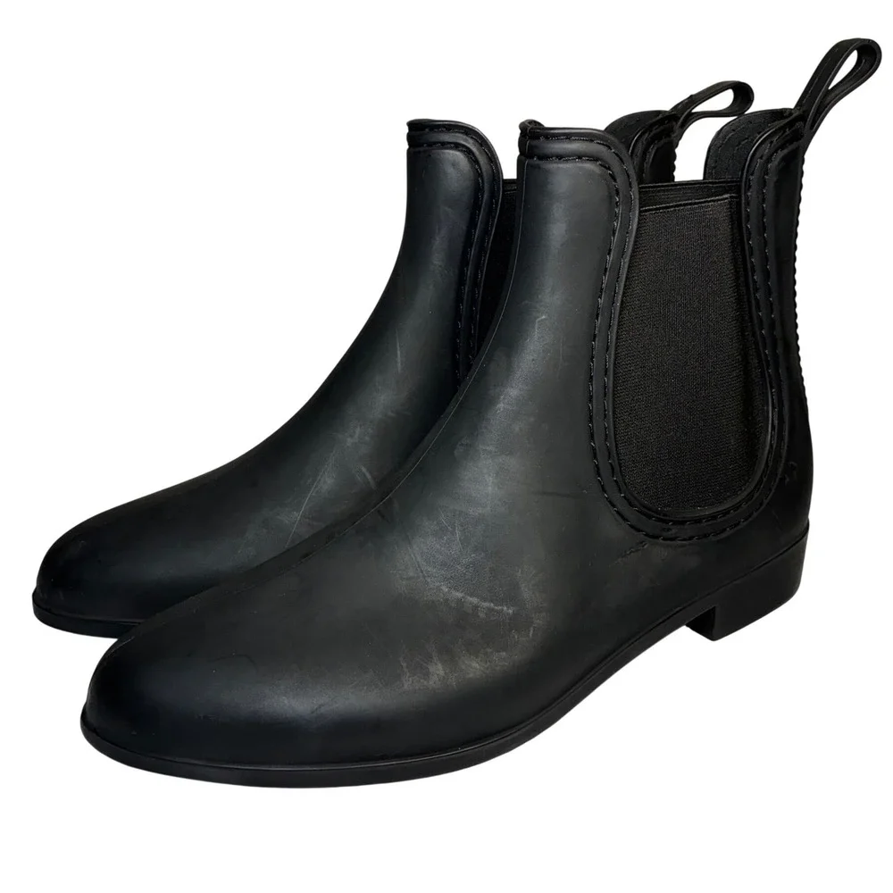 Jeffrey Campbell Havana Last Rain Boots‎ Black Chelsea style waterproof size 8